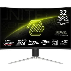 Zaslon MSI MAG 325CQRF QD E2 31.5" / WQHD / 180Hz / 0.5ms (GtG) / ukrivljen / črn - nastavljiv po višini - PD 65W