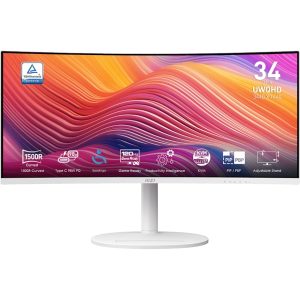 Zaslon MSI Modern MD342CQPW 34" / UWQHD / 120Hz / 1ms MPRT / ukrivljen / KVM / bel - nastavljiv po višini - PD 98W