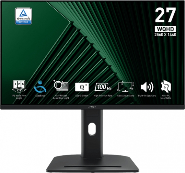 Zaslon MSI PRO MP275QPG / 27" / WQHD / IPS / 100Hz / 1ms (MPRT) / črn - nastavljiv po višini